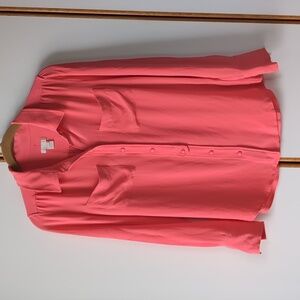 J.Crew Blythe Silk Button Top 4 S Coral Pink